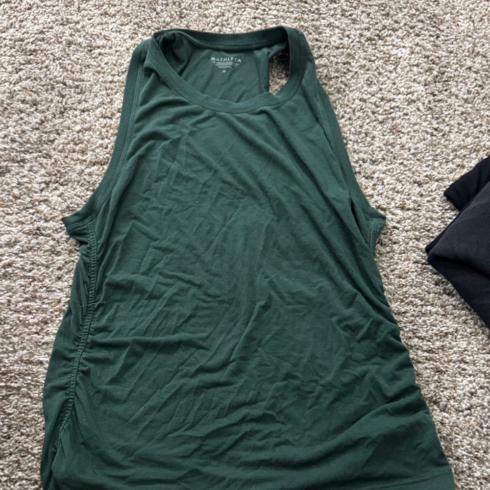Athleta cinch side Dark Green Tank Top